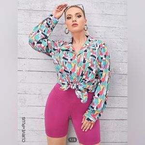 Geometric Button Down Blouse